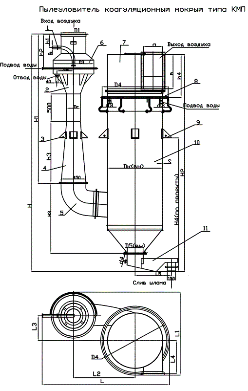 чертеж газопромывателя КМП в Кургане